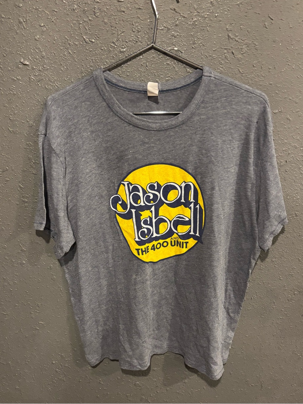 Alternative Gray Short-Sleeve Tee with Yellow Circular Band Logo